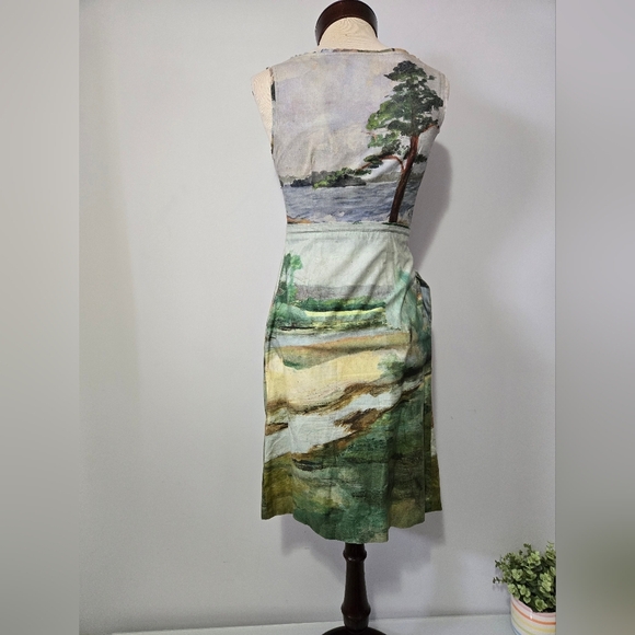 Odille Anthropologie Impressionist Print Sleeveless Cotton Dress. Size 0 - Picture 6 of 12